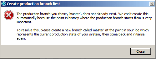 Error message if no master branch exists