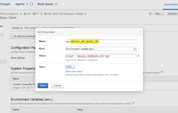 TeamCitiy Build Configuraiion Environment Variables